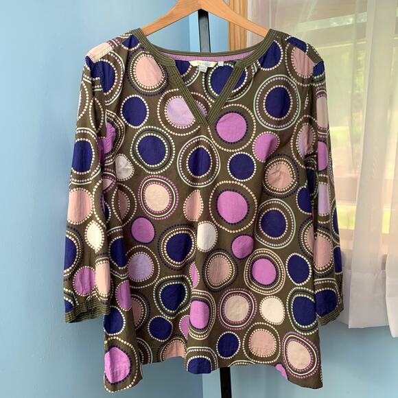 Boden Tops - Boden Circle Print 3/4 Sleeve Popover Top Size 16